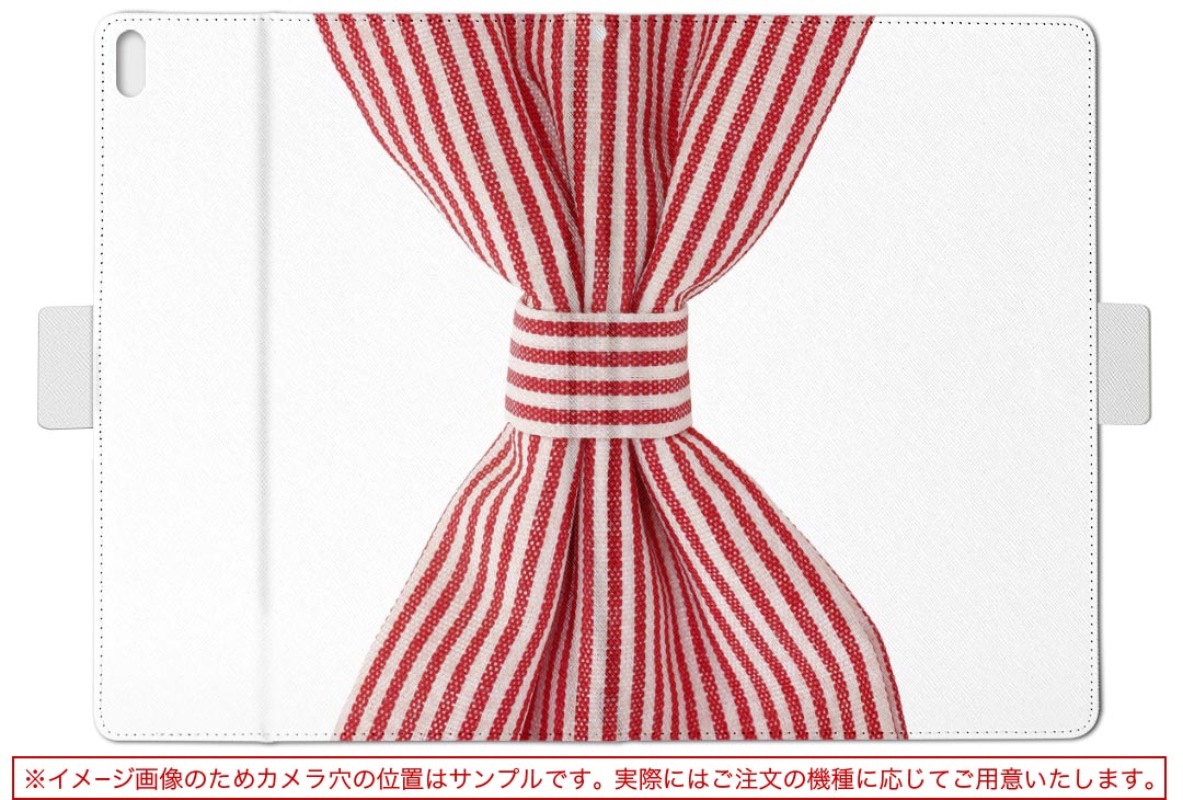 Lenovo Tab B10 HD (2nd Gen) 用 タブレットケース Lサイズ 手帳型 タブレットケース カバー 全機種対応有り レザー フリップ ダイアリー 二つ折り 革 000984 リボン　ストライプ