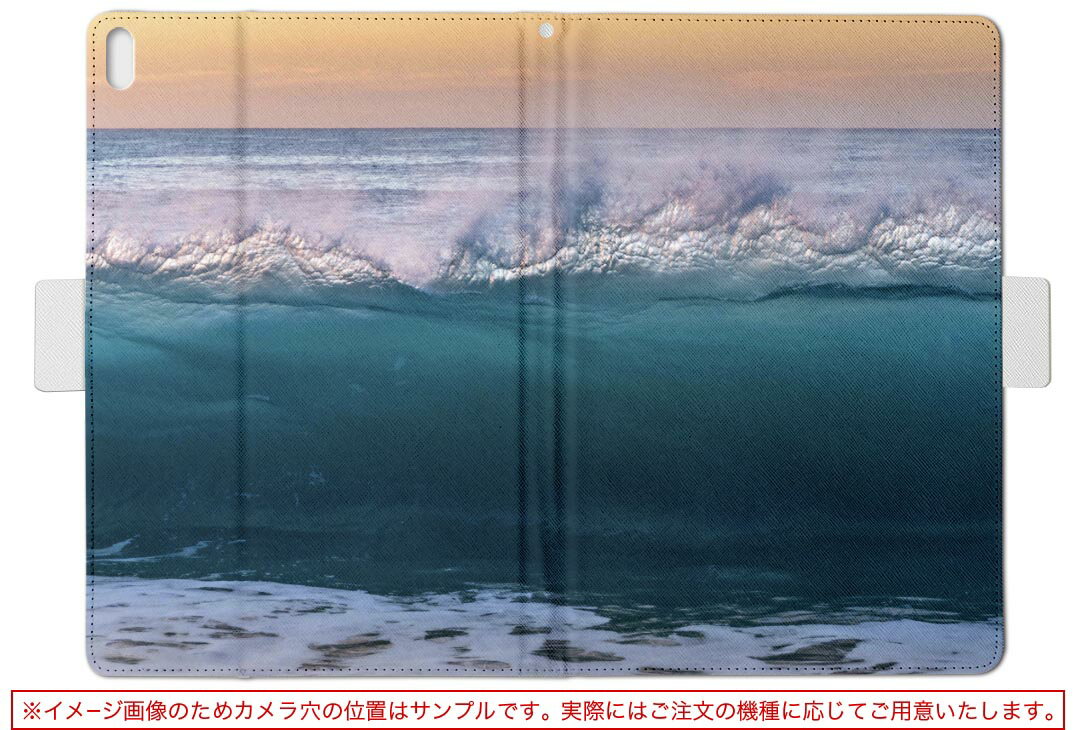 aiwa tab AB8 用 タブレット ケース JA3-TBA0801 / TBA0802 8インチ Mサイズ 手帳型 タブレットケース カバー レザー フリップ ダイアリー 二つ折り 革 022949 波　海　景色　写真