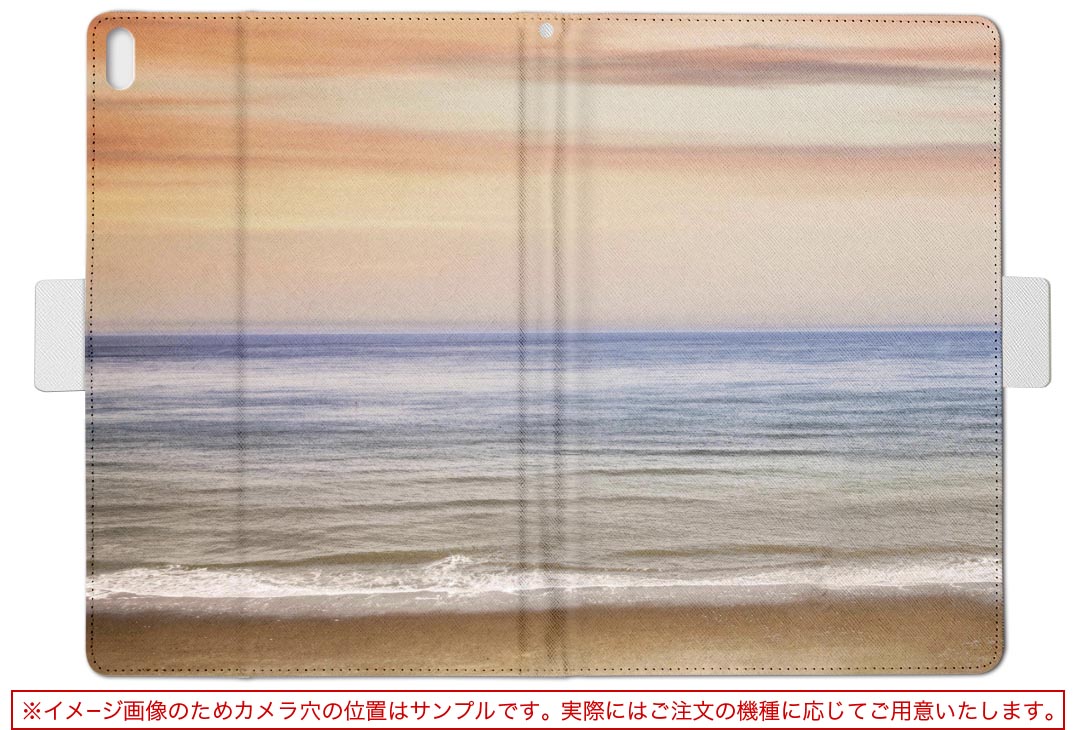スマコレのiPad mini 4 用 タブレット ケース Apple ipadmini4 Mサイズ 手帳型 タブレットケース カバー レザー フリップ ダイアリー 二つ折り 革 022955 夕日　海　景色｜アングル2