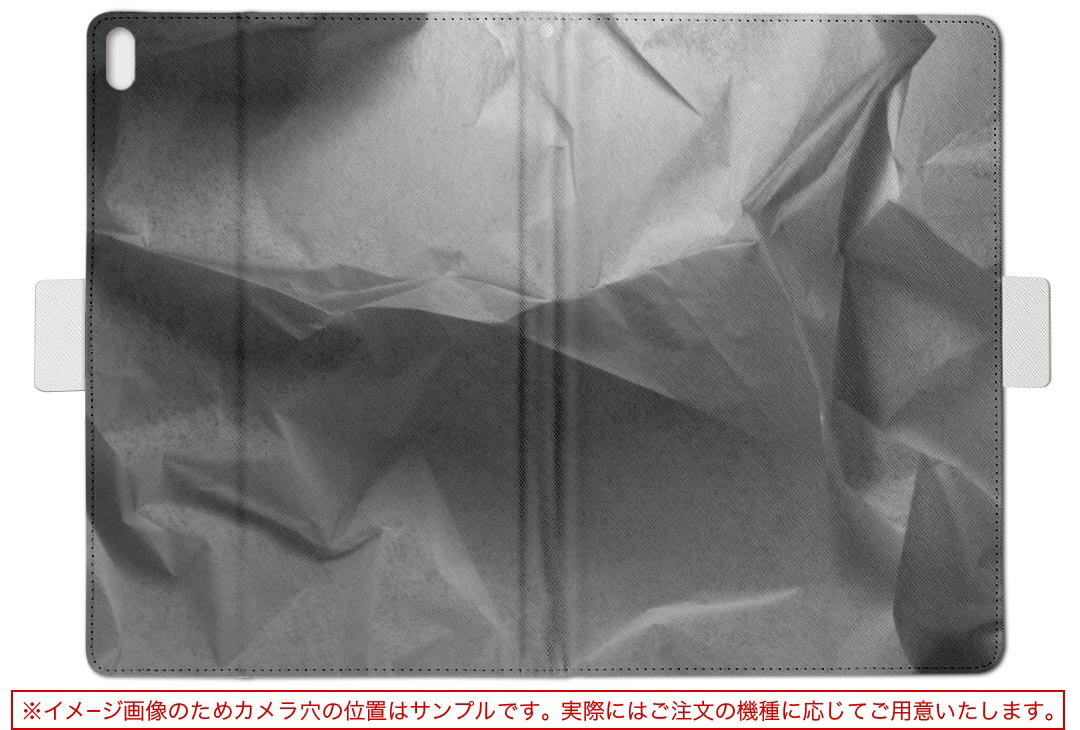 OPPO Pad Air 用 タブレットケース Lサイズ 手帳型 タブレットケース カバー 全機種対応有り レザー フリップ ダイアリー 二つ折り 革 023647 モノクロ　ペーパー風 2