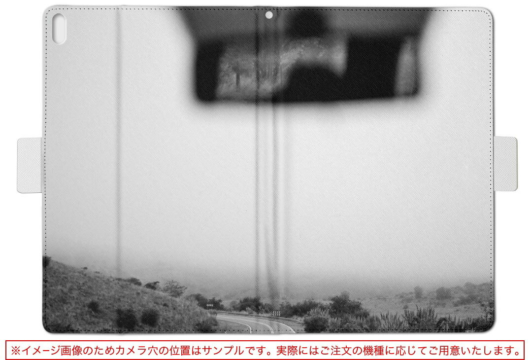 Lenovo Tab B10 HD (2nd Gen) 用 タブレットケース Lサイズ 手帳型 タブレットケース カバー 全機種対応有り レザー フリップ ダイアリー 二つ折り 革 023729 車　道路　モノクロ