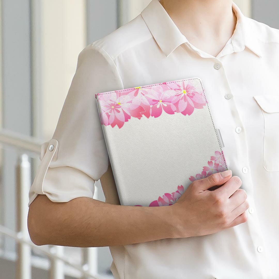 SH-06F AQUOS PAD アクオスパッド sh06f Sサイズ 手帳型 タブレットケース カバー 全機種対応有り レザー フリップ ダイアリー 二つ折り 革 000216 さくら　デザイン　ピンク