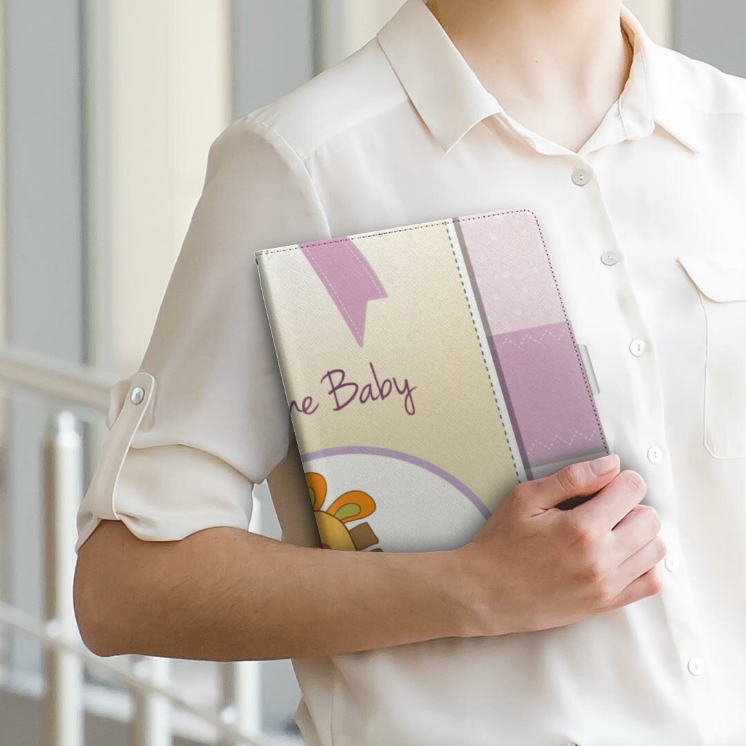 Qua tab PX LGエレクトロニクス quatabpx Mサイズ 手帳型 タブレットケース カバー 全機種対応有り レザー フリップ ダイアリー 二つ折り 革 001156 キリン　リボン