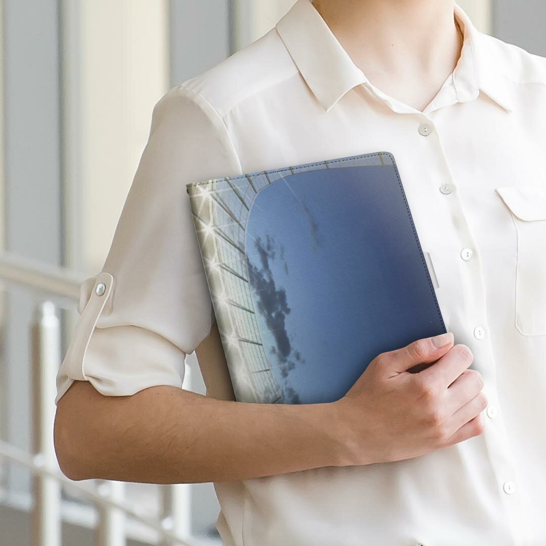 Lenovo Tab B10 HD (2nd Gen) 用 タブレットケース Lサイズ 手帳型 タブレットケース カバー 全機種対応有り レザー フリップ ダイアリー 二つ折り 革 001615 フィールド　スタジアム　サッカー