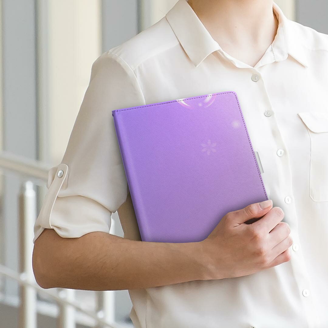 Qua tab PX LGエレクトロニクス quatabpx Mサイズ 手帳型 タブレットケース カバー 全機種対応有り レザー フリップ ダイアリー 二つ折り 革 001996 花　　紫