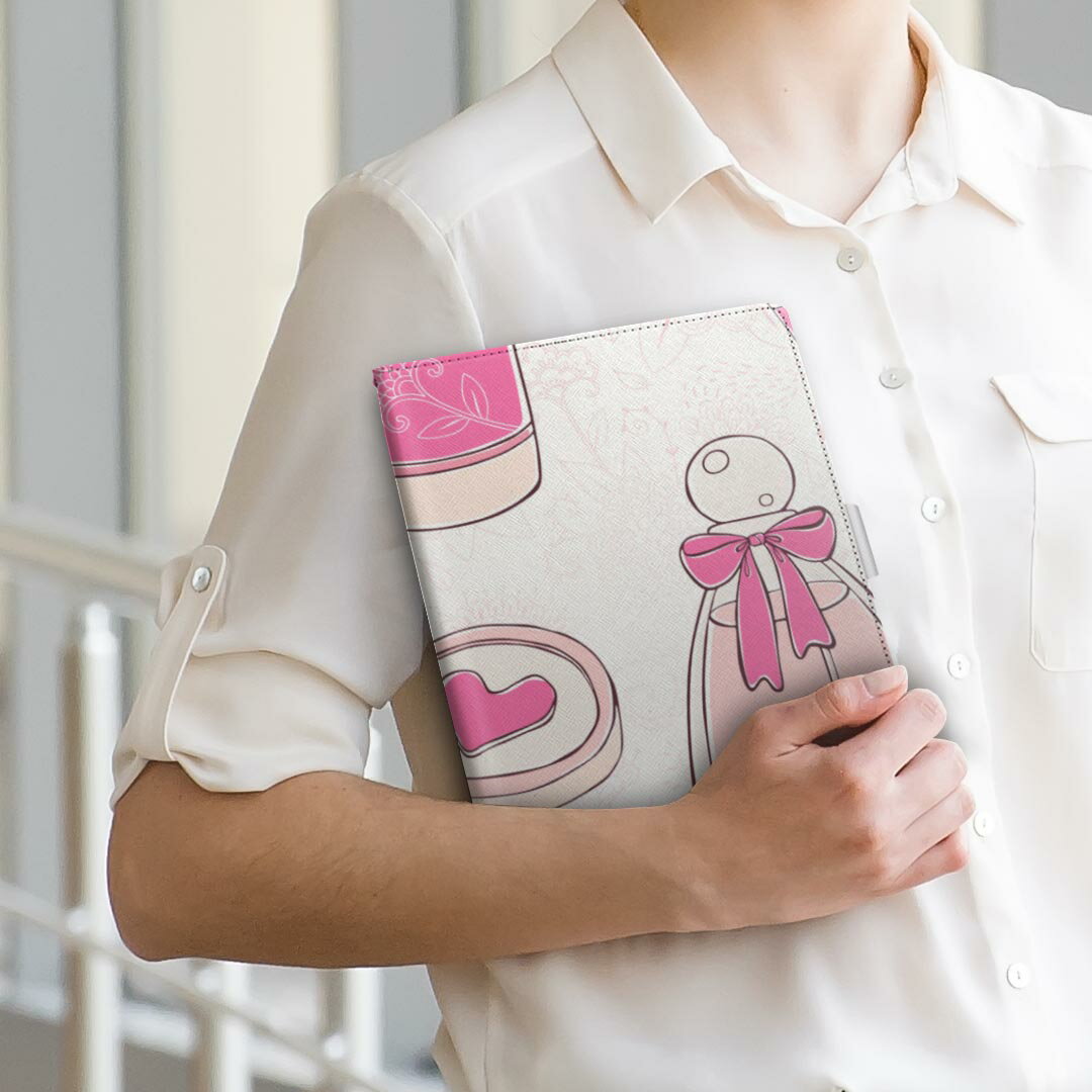 OPPO Pad Air 用 タブレットケース Lサイズ 手帳型 タブレットケース カバー 全機種対応有り レザー フリップ ダイアリー 二つ折り 革 002689 メイク　おしゃれ　ピンク