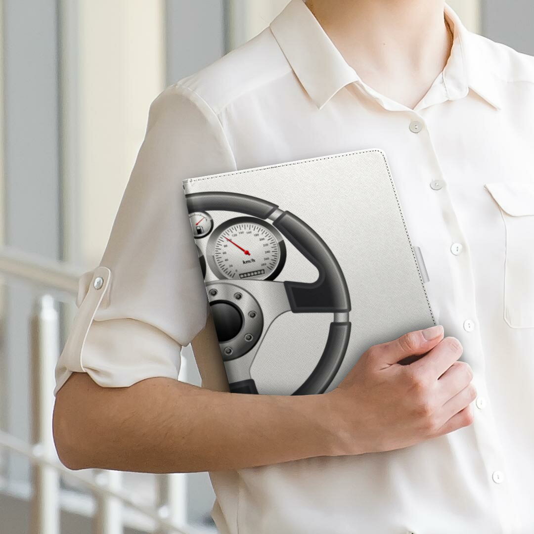 SH-06F AQUOS PAD アクオスパッド sh06f Sサイズ 手帳型 タブレットケース カバー 全機種対応有り レザー フリップ ダイアリー 二つ折り 革 002757 車　ハンドル　イラスト