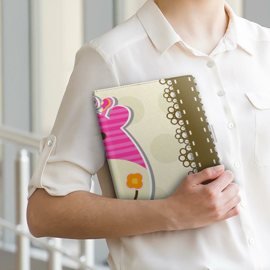 d-01h Huawei ファーウェイ dtab ディータブ d01h Lサイズ 手帳型 タブレットケース カバー 全機種対応有り レザー フリップ ダイアリー 二つ折り 革 003499 動物　キャラクター　カラフル