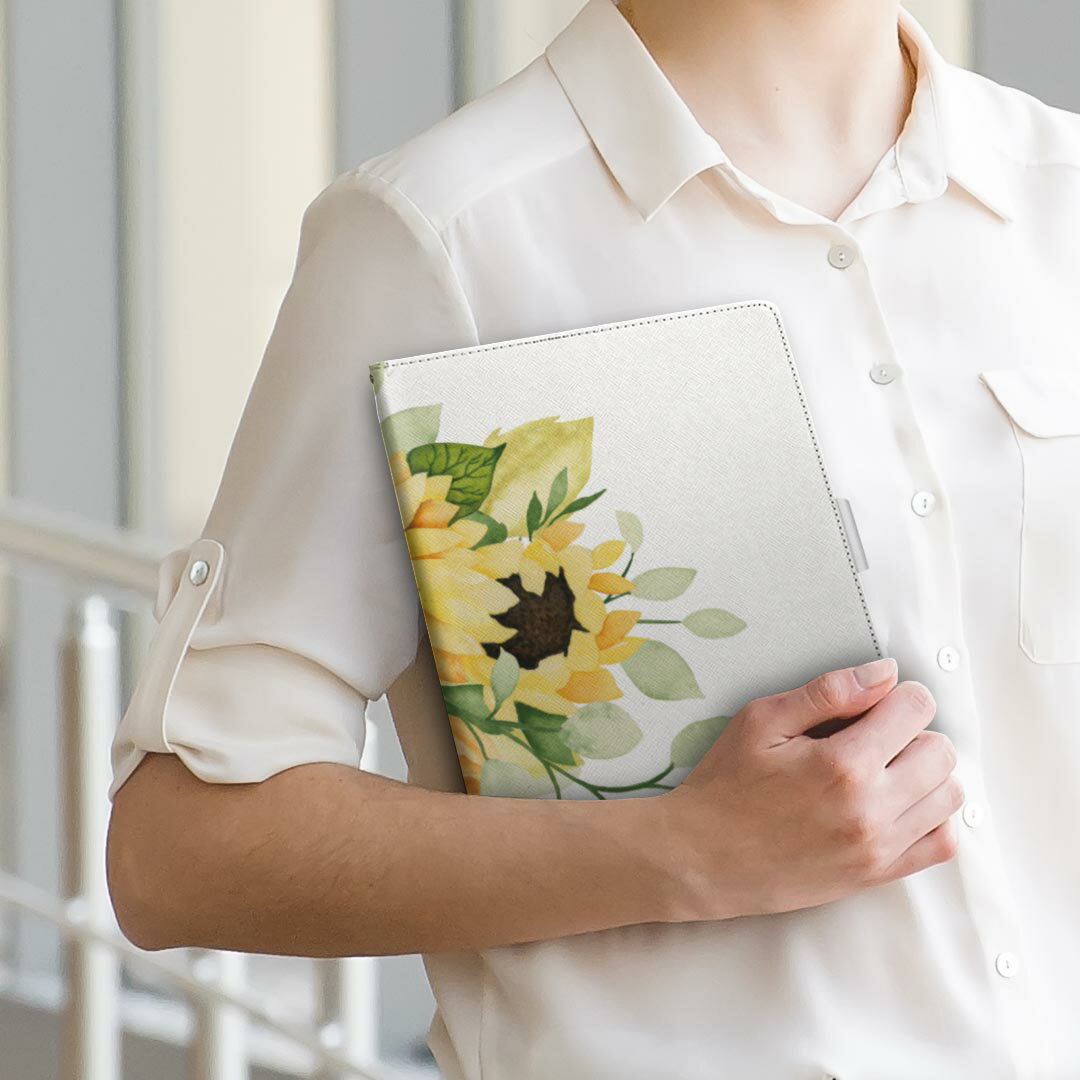 dtab Compact d-42A Lenovo docomo ドコモ Sサイズ 手帳型 タブレットケース カバー 全機種対応有り レザー フリップ ダイアリー 二つ折り 革 020055 ひまわり ひまわり 向日葵 夏