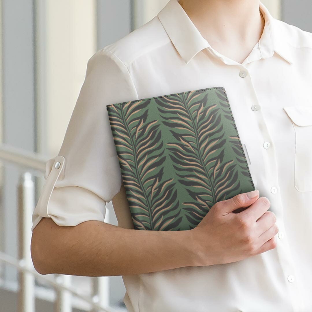 dtab d-41A d41a 対応 手帳型 タブレットケース タブレットカバー カバー レザー ケース 手帳タイプ フリップ ダイアリー 二つ折り 直接貼り付けタイプ 020637 マスクデザイン 葉 模様