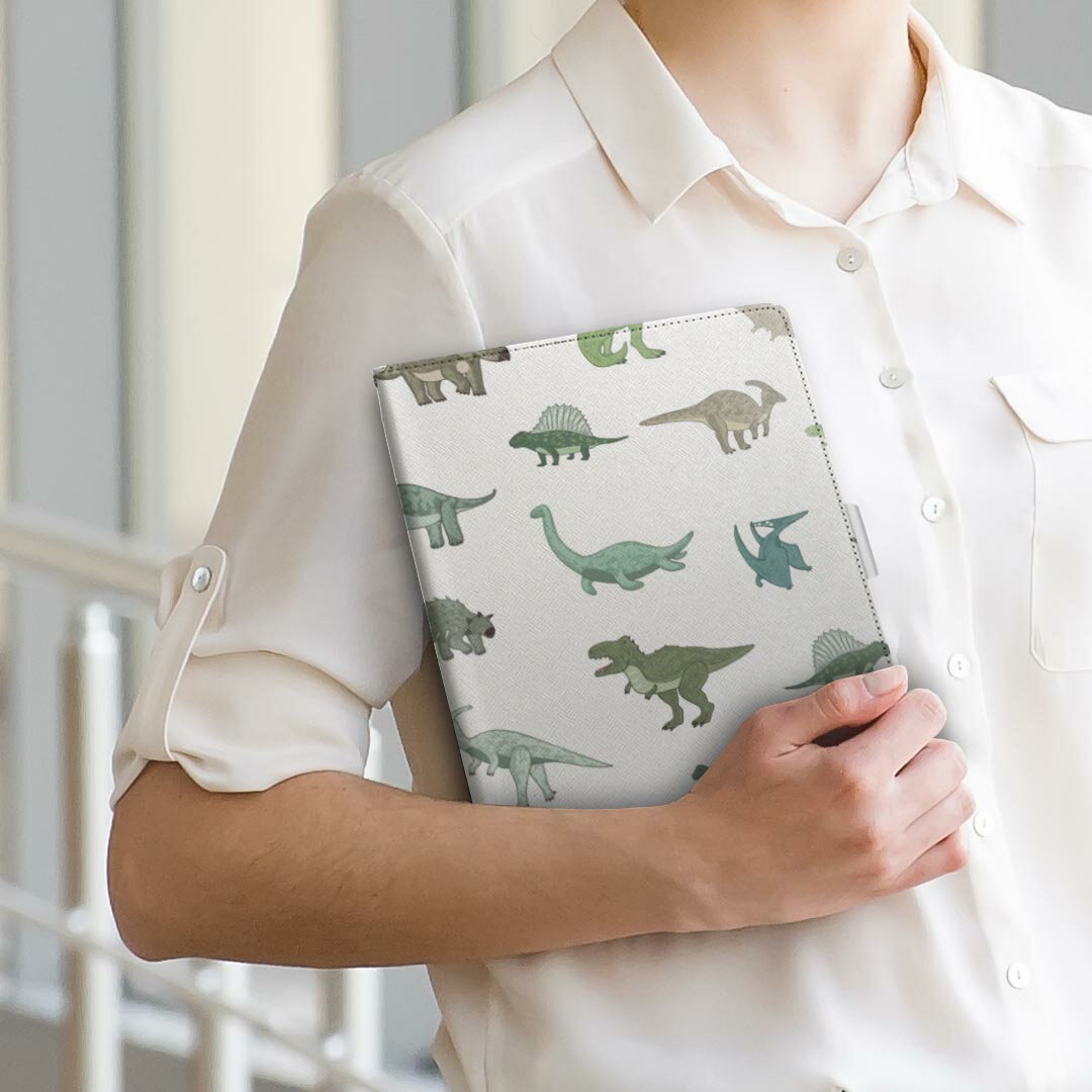 dtab Compact d-42A Lenovo docomo ドコモ Sサイズ 手帳型 タブレットケース カバー 全機種対応有り レザー フリップ ダイアリー 二つ折り 革 020763 マスクデザイン 恐竜 ダイナソー Dinosaurs