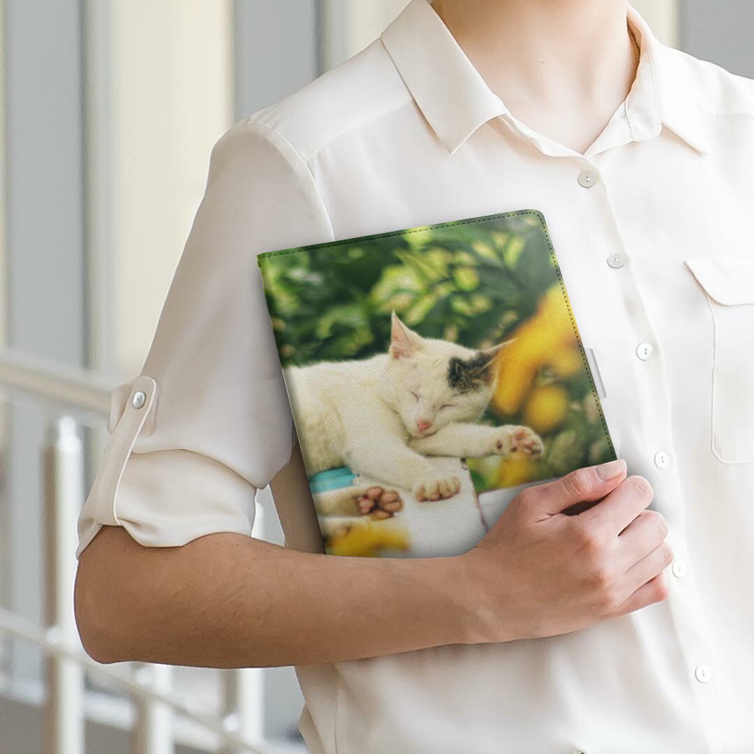 firemax11 用 2023年発売 対応カバー インチ L サイズ 手帳型 タブレットケース カバー 全機種対応有り レザー フリップ ダイアリー 二つ折り 革 023095 猫　ねこ　動物　写真