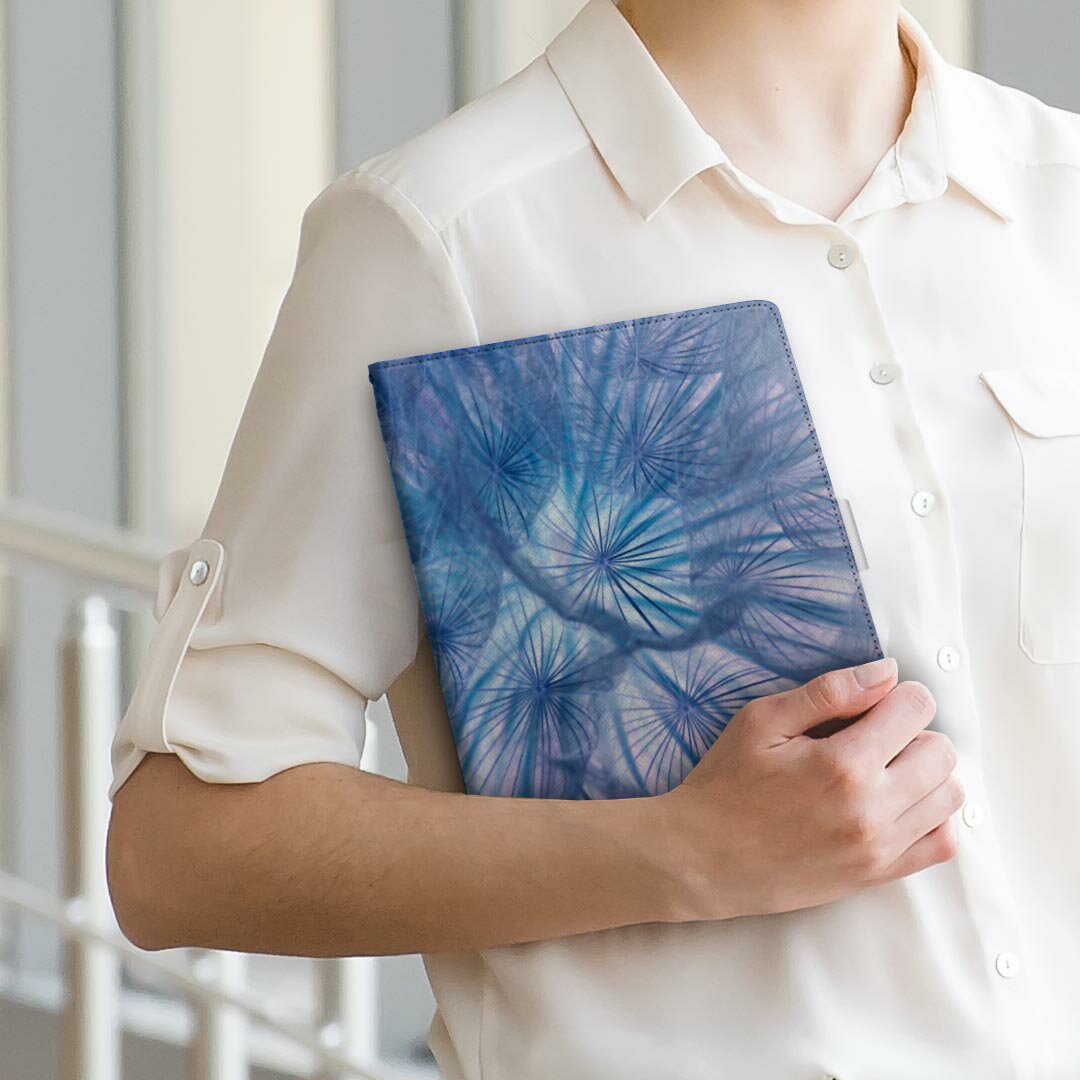 Lenovo Tab B10 HD (2nd Gen) 用 タブレットケース Lサイズ 手帳型 タブレットケース カバー 全機種対応有り レザー フリップ ダイアリー 二つ折り 革 023191 羽根　フェザー　写真