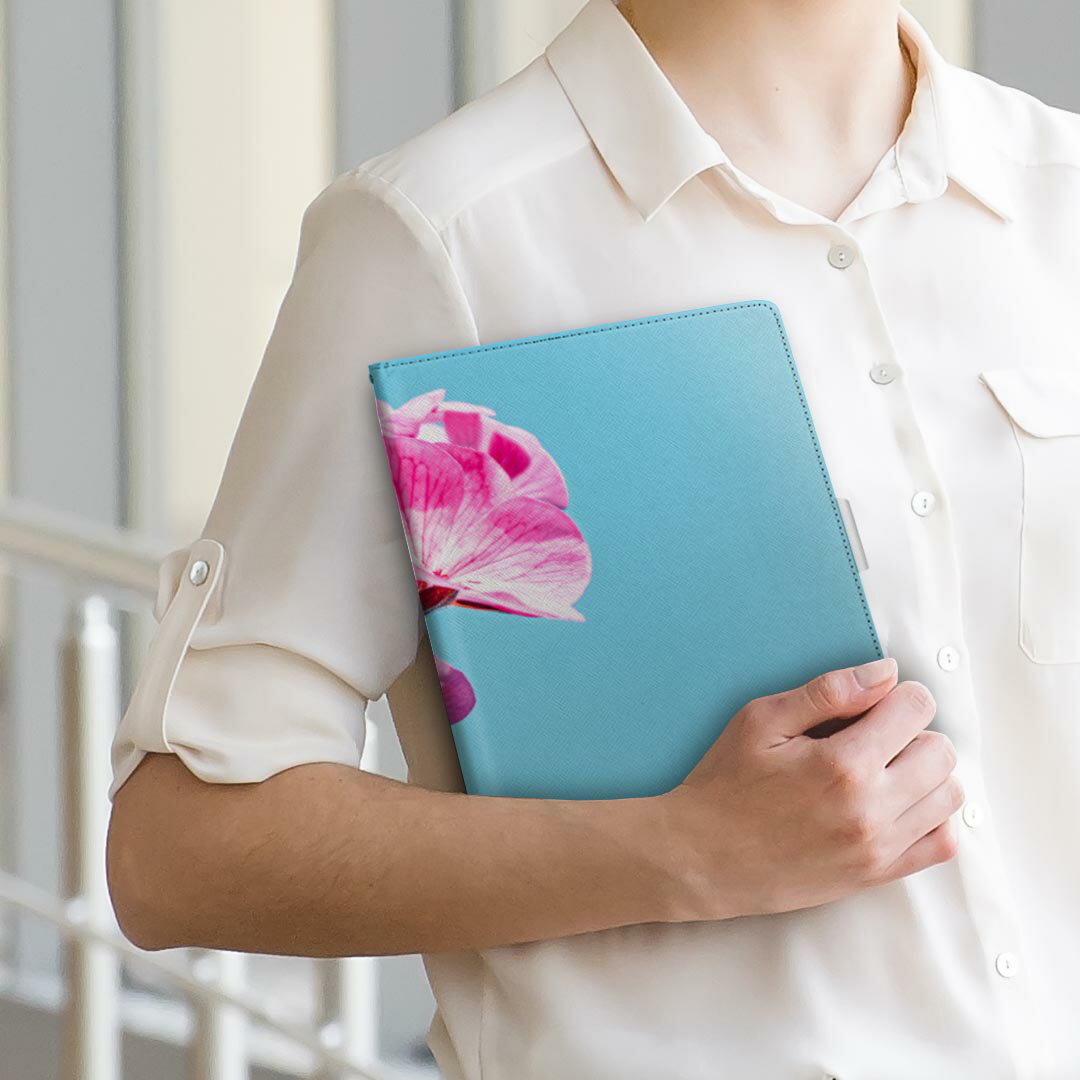 dtab d-51c 用 タブレットケース docomo ドコモ Lサイズ 手帳型 タブレットケース カバー 全機種対応有り レザー フリップ ダイアリー 二つ折り 革 023325 花　フラワー