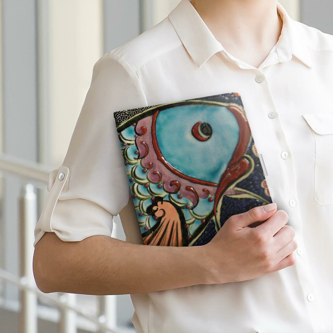 dtab d-51c 用 タブレットケース docomo ドコモ Lサイズ 手帳型 タブレットケース カバー 全機種対応有り レザー フリップ ダイアリー 二つ折り 革 023580 鯉　魚　カラフル　模様