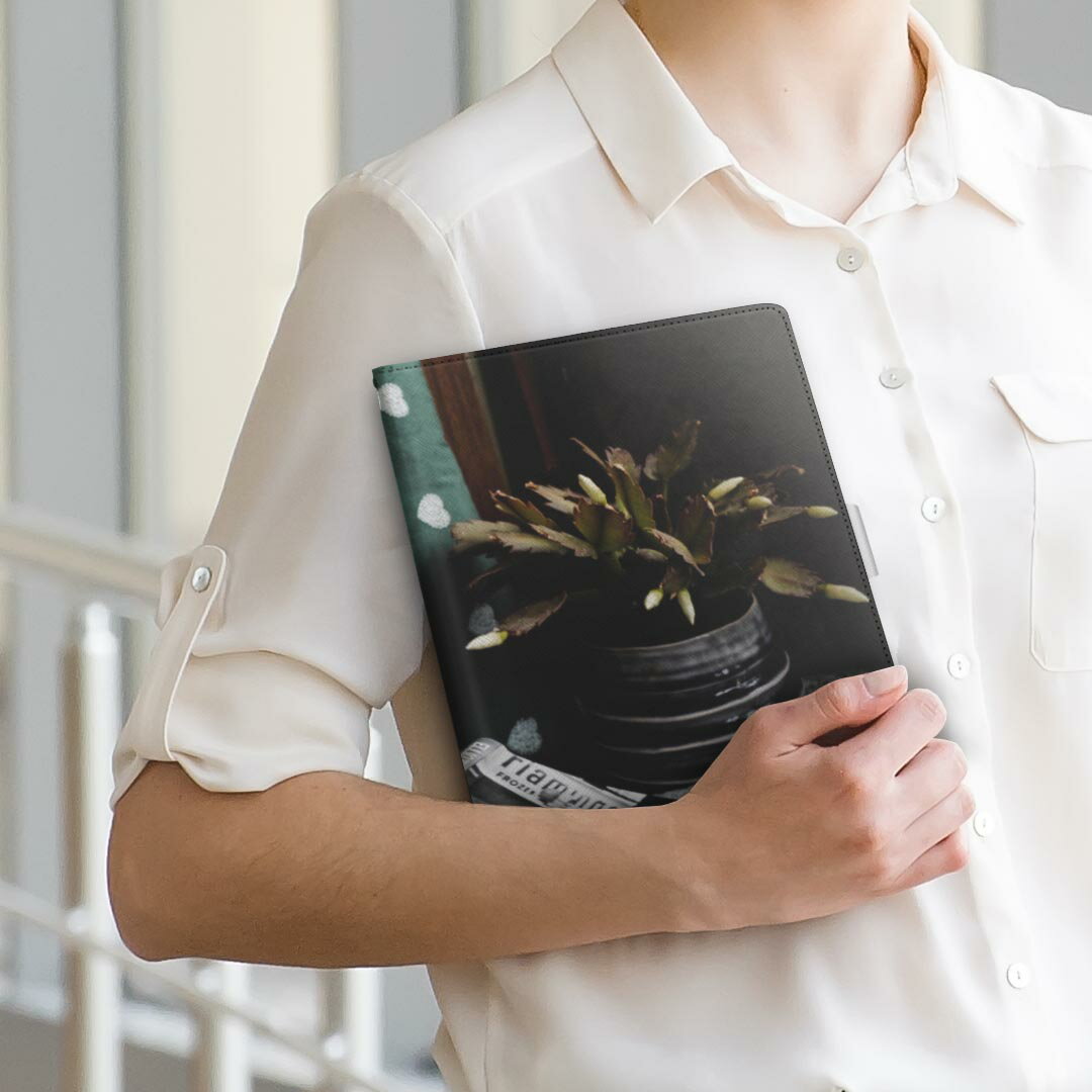 OPPO Pad Air 用 タブレットケース Lサイズ 手帳型 タブレットケース カバー 全機種対応有り レザー フリップ ダイアリー 二つ折り 革 023836 本　植物