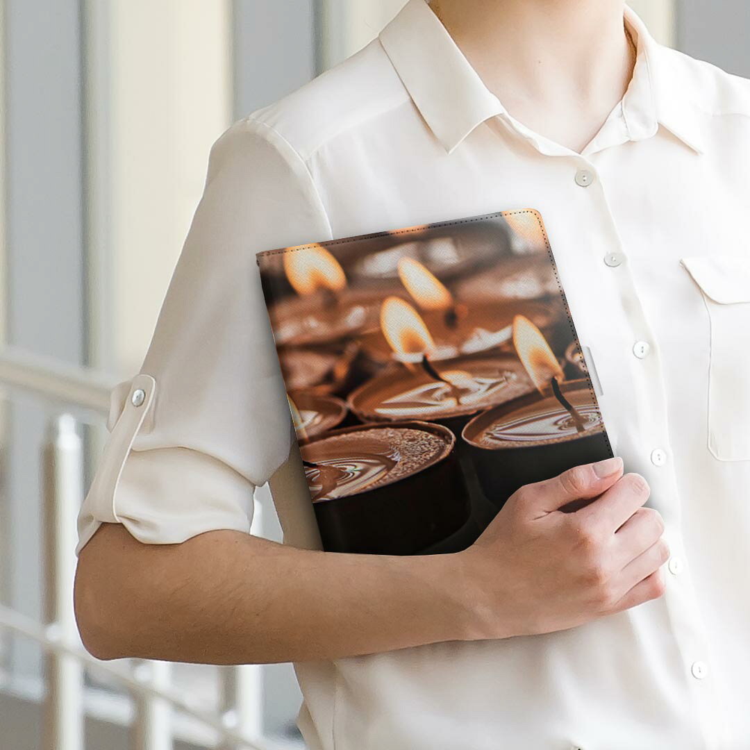 dtab d-51c 用 タブレットケース docomo ドコモ Lサイズ 手帳型 タブレットケース カバー 全機種対応有り レザー フリップ ダイアリー 二つ折り 革 023873 キャンドル　ろうそく