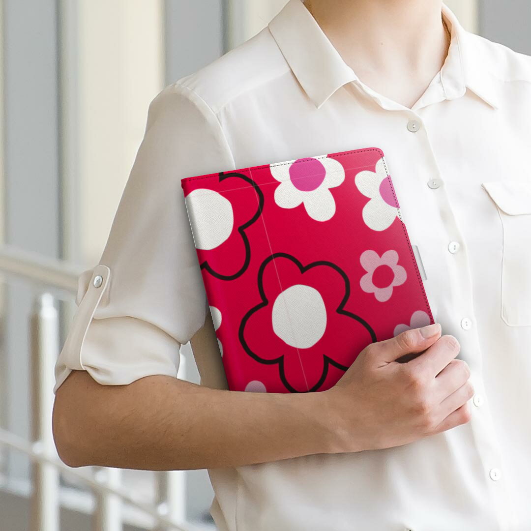 Lenovo TAB3 lenovo レノボ softbank ソフトバンク lenovotab3 Mサイズ 手帳型 タブレットケース カバー 全機種対応有り レザー フリップ ダイアリー 二つ折り 革 004458 猫　花　キャラクター