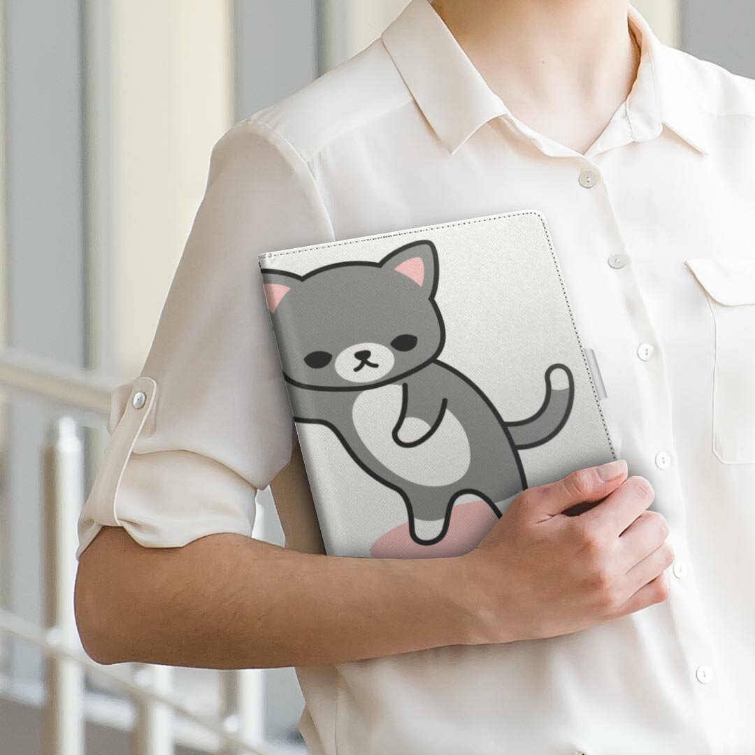 iPad Air 第3世代 アイパッドエア ipadair 2019発売 Lサイズ A2152 2123 2153 2154 手帳型 タブレットケース カバー 全機種対応有り レザー フリップ ダイアリー 二つ折り 革 004540 猫　キャラクター　シンプル