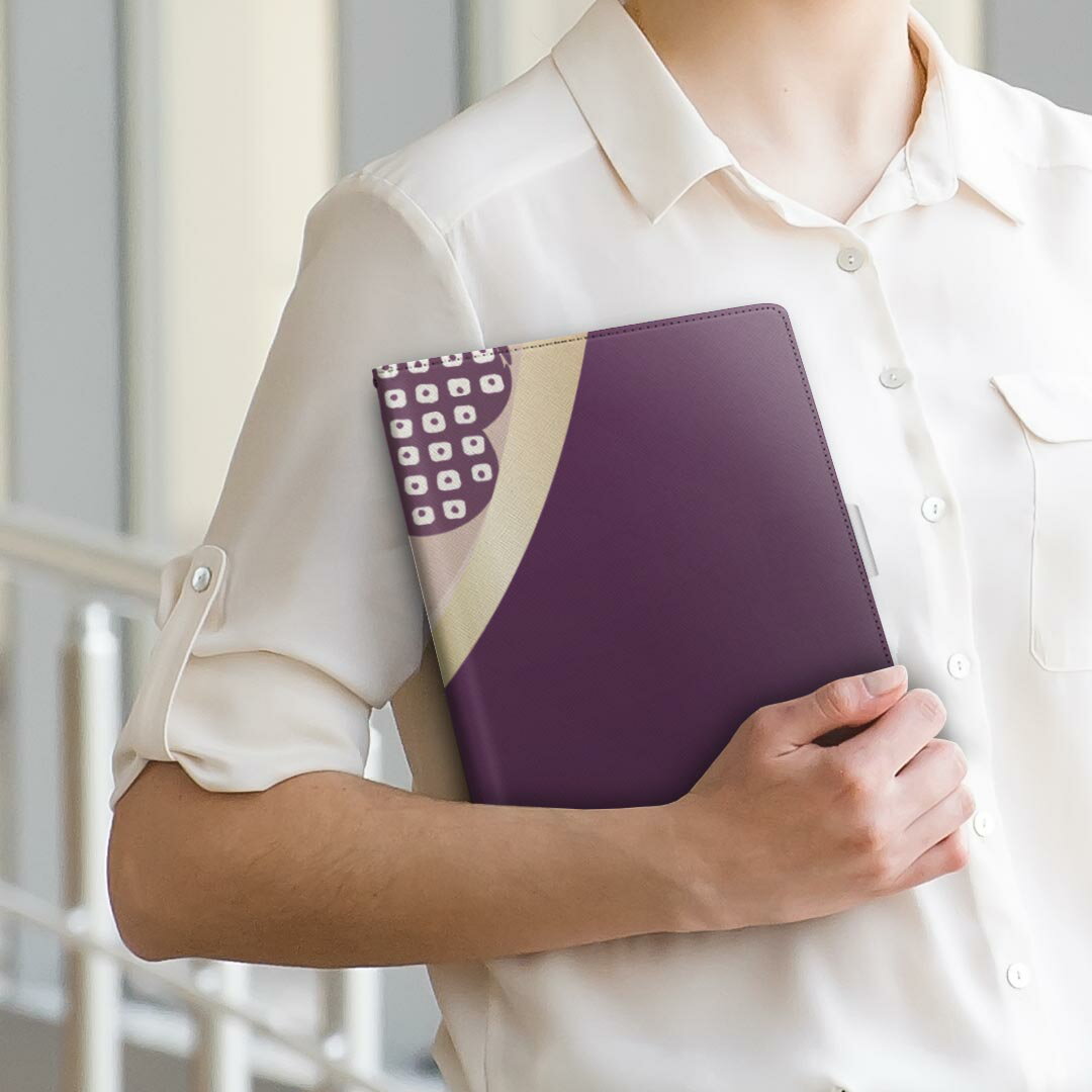 Lenovo TAB4 レノボ タブフォー Lサイズ 手帳型 タブレットケース カバー 全機種対応有り レザー フリップ ダイアリー 二つ折り 革 005248 和風　和柄　紫　花