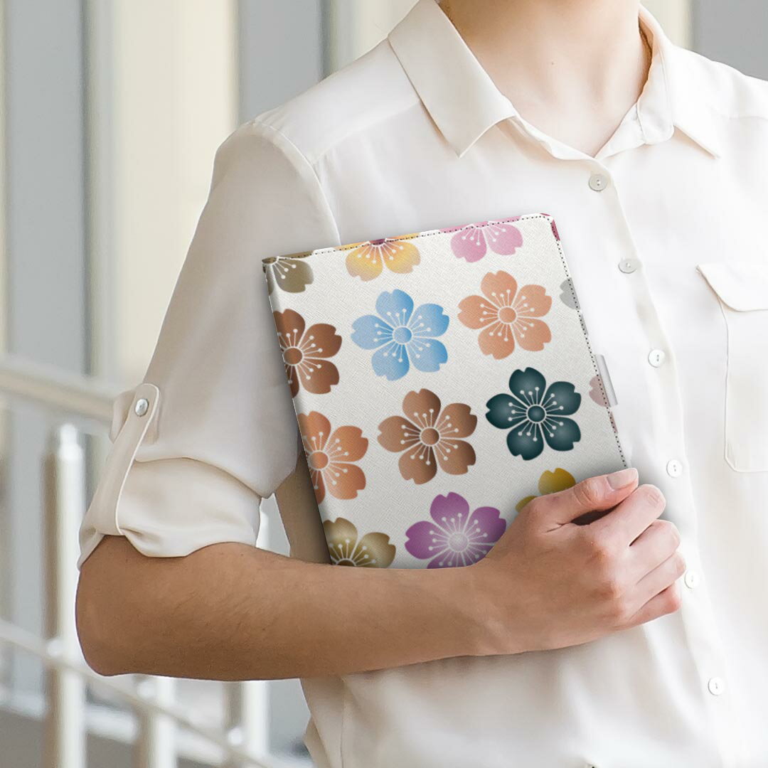 SH-08E AQUOS PAD アクオスパッド sh08e Sサイズ 手帳型 タブレットケース カバー 全機種対応有り レザー フリップ ダイアリー 二つ折り 革 005537 花　和風　和柄