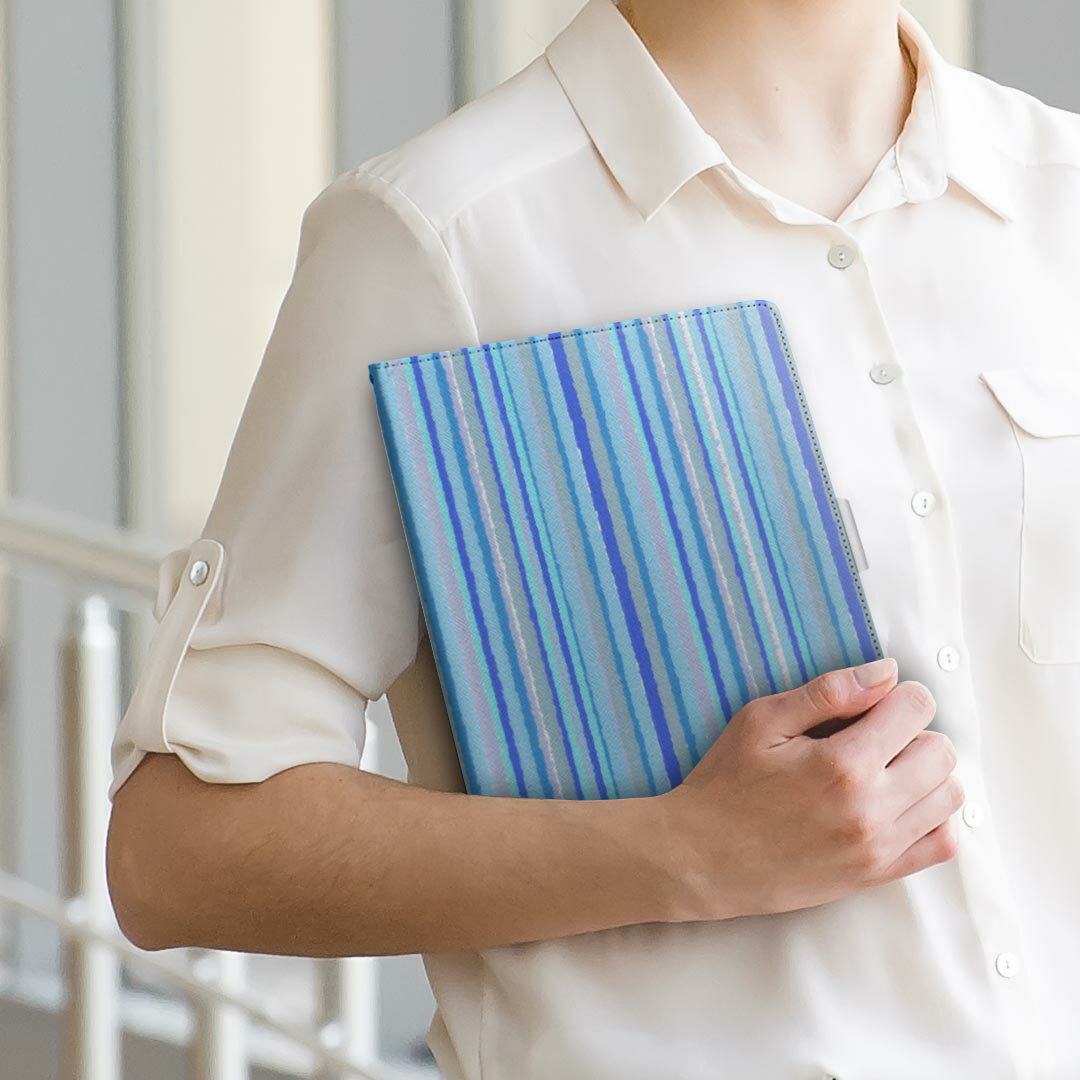 dtab Compact d-42A Lenovo docomo ドコモ Sサイズ 手帳型 タブレットケース カバー 全機種対応有り レザー フリップ ダイアリー 二つ折り 革 005631 ストライプ　模様