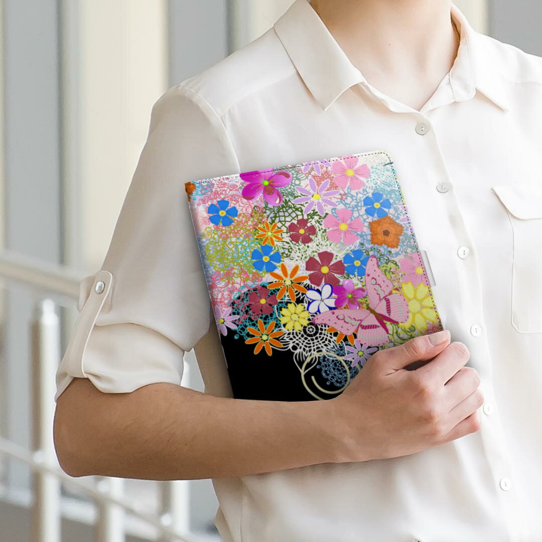 Lenovo TAB2 lenovo レノボ softbank ソフトバンク lenovotab2 Mサイズ 手帳型 タブレットケース カバー 全機種対応有り レザー フリップ ダイアリー 二つ折り 革 005699 花　　人物