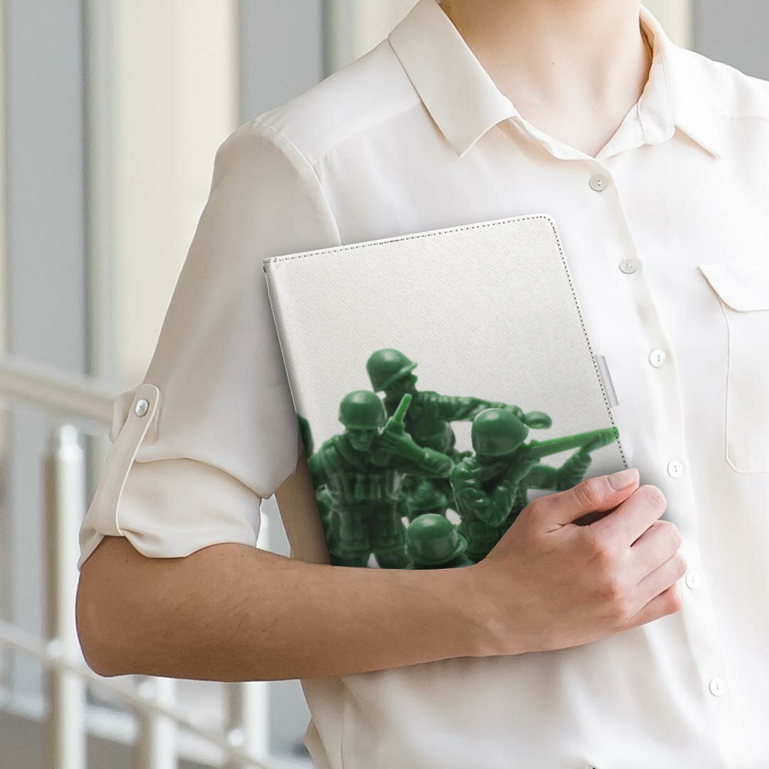 F-02K arrows tab f02k アローズタブ Lサイズ 手帳型 タブレットケース カバー レザー フリップ ダイアリー 二つ折り 005972 写真　おもちゃ　兵隊