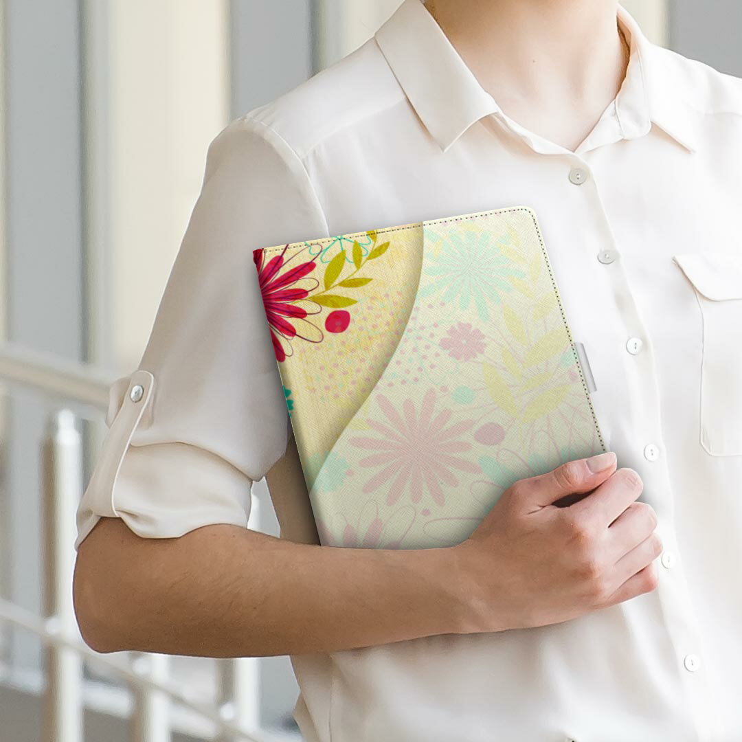 aiwa tab AB8用 JA3-TBA0801 / TBA0802 対応カバー 8インチ Mサイズ 手帳型 タブレットケース カバー 全機種対応有り レザー フリップ ダイアリー 二つ折り 革 006279 花