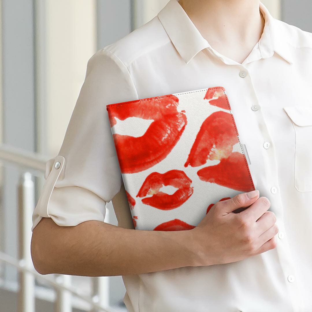 Xperia Tablet エクスペリアタブレット sot31 SONY ソニー Lサイズ 手帳型 タブレットケース カバー 全機種対応有り レザー フリップ ダイアリー 二つ折り 革 006367 唇　模様