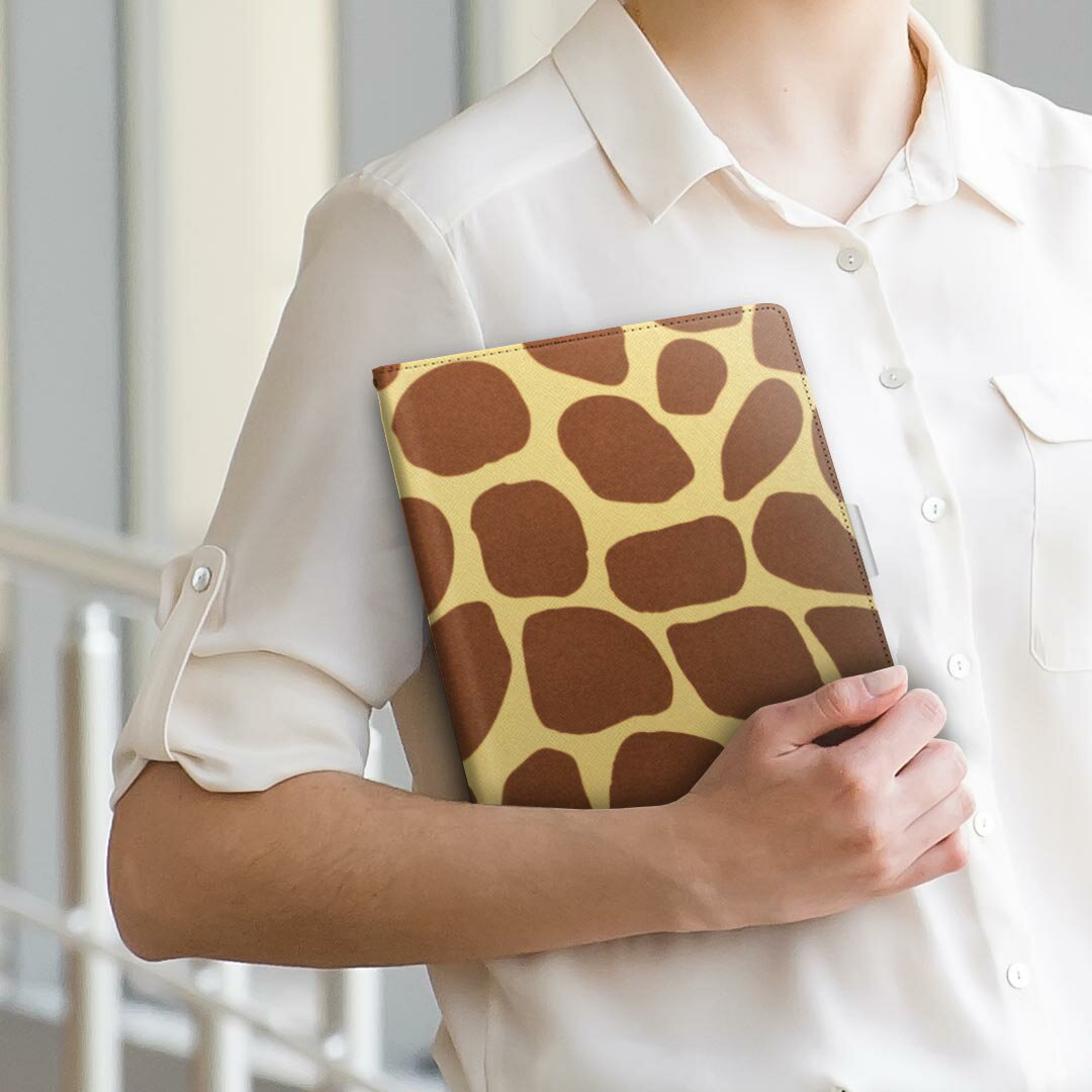 iPad Air 2 iPadAir 2 Apple アップル iPad アイパッド ipadair2 Lサイズ 手帳型 タブレットケース カバー 全機種対応有り レザー フリップ ダイアリー 二つ折り 革 006925 ジラフ柄　模様　動物