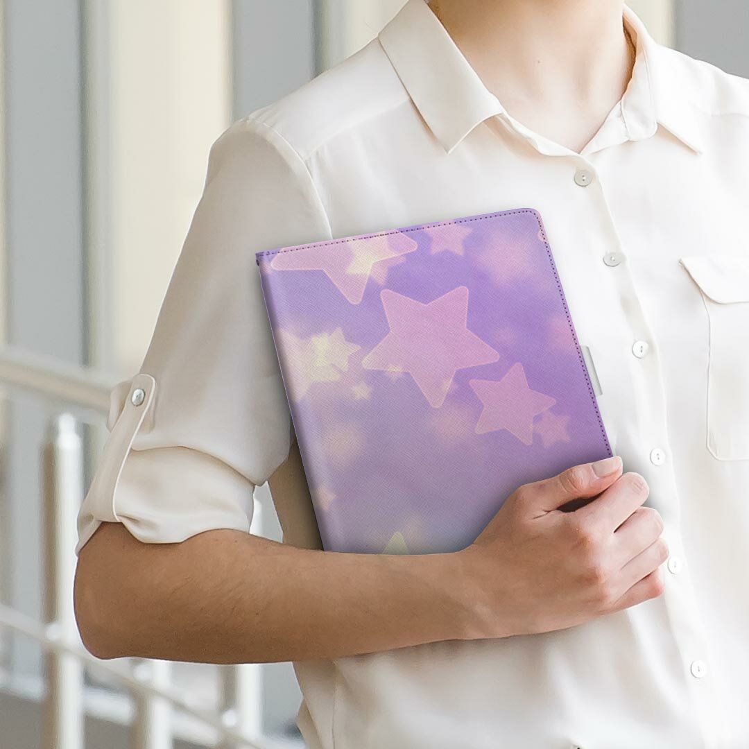 Fire HD 8 専用ケース カバー Fire HD 8 (第8世代・2018年リリース) Mサイズ 手帳型 タブレットケース カバー 全機種対応有り レザー フリップ ダイアリー 二つ折り 革 006978 星　模様　スター 3