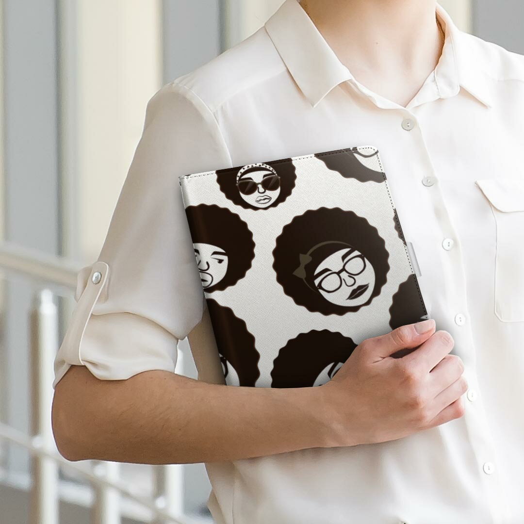 Lenovo TAB2 lenovo レノボ softbank ソフトバンク lenovotab2 Mサイズ 手帳型 タブレットケース カバー 全機種対応有り レザー フリップ ダイアリー 二つ折り 革 007361 アフロ　キャラクター　模様