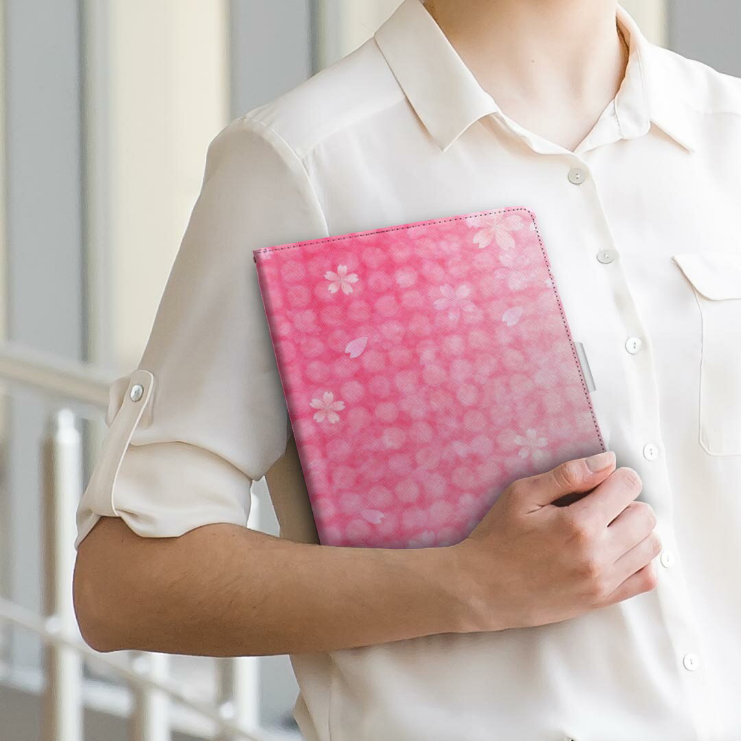 Lenovo TAB4 レノボ タブフォー Lサイズ 手帳型 タブレットケース カバー 全機種対応有り レザー フリップ ダイアリー 二つ折り 革 008591 クール 花　　ピンク　桜