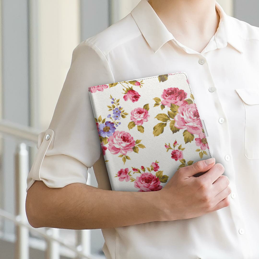 ASUS ZenPad Z380KL エイスース・アスース ゼンパッド Mサイズ 手帳型 タブレットケース カバー 全機種対応有り レザー フリップ ダイアリー 二つ折り 革 008837 花　　ピンク　薔薇