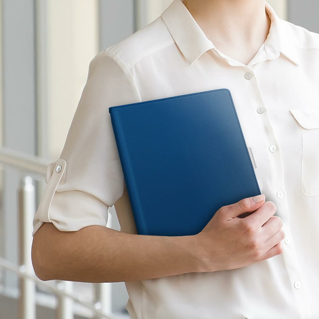 Huawei dtab d-01g ファーウェイ d01g Mサイズ 手帳型 タブレットケース カバー 全機種対応有り レザー フリップ ダイアリー 二つ折り 革 009008 シンプル　無地　青