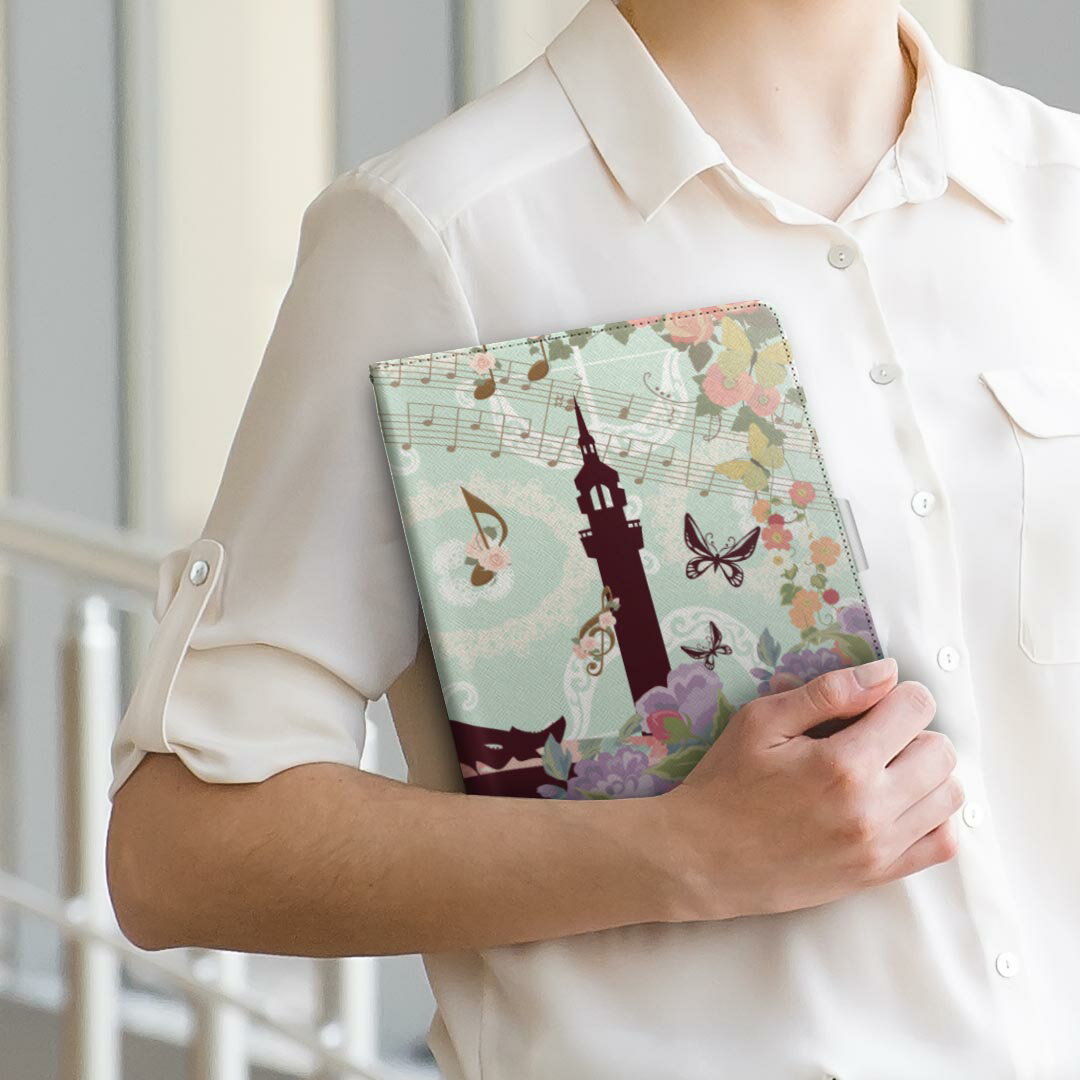 pad5 / pad5 pro Lサイズ 手帳型 タブレットケース カバー 全機種対応有り レザー フリップ ダイアリー 二つ折り 革 009102 童話モチーフ　イラスト