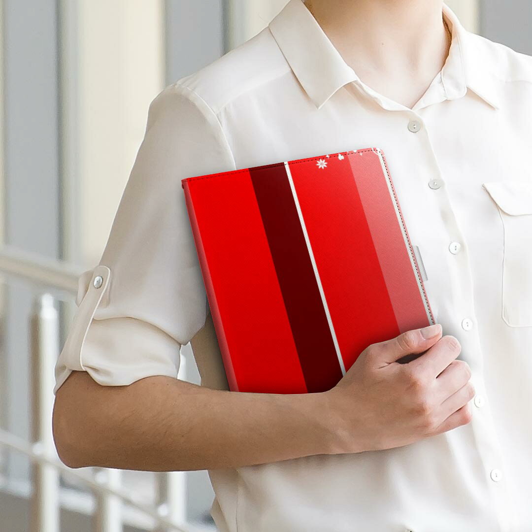 aiwa tab AB8用 JA3-TBA0801 / TBA0802 対応カバー 8インチ Mサイズ 手帳型 タブレットケース カバー 全機種対応有り レザー フリップ ダイアリー 二つ折り 革 009209 　ボーダー　赤