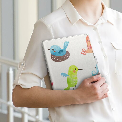 dtab d-51c 用 タブレットケース docomo ドコモ Lサイズ 手帳型 タブレットケース カバー 全機種対応有り レザー フリップ ダイアリー 二つ折り 革 009630 鳥 キャラクター 動物