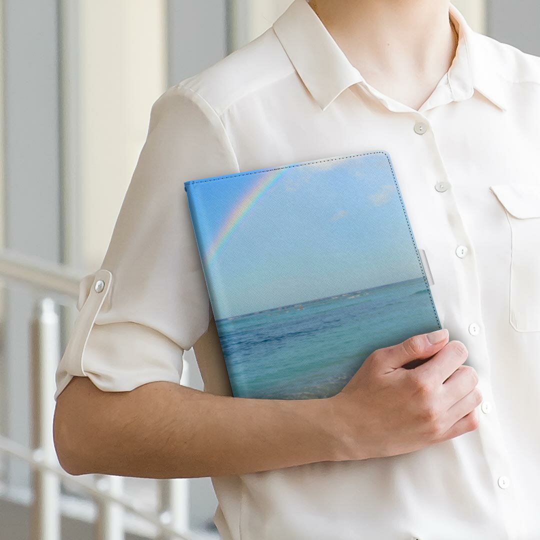 pad5 / pad5 pro Lサイズ 手帳型 タブレットケース カバー 全機種対応有り レザー フリップ ダイアリー 二つ折り 革 010198 海　虹　写真