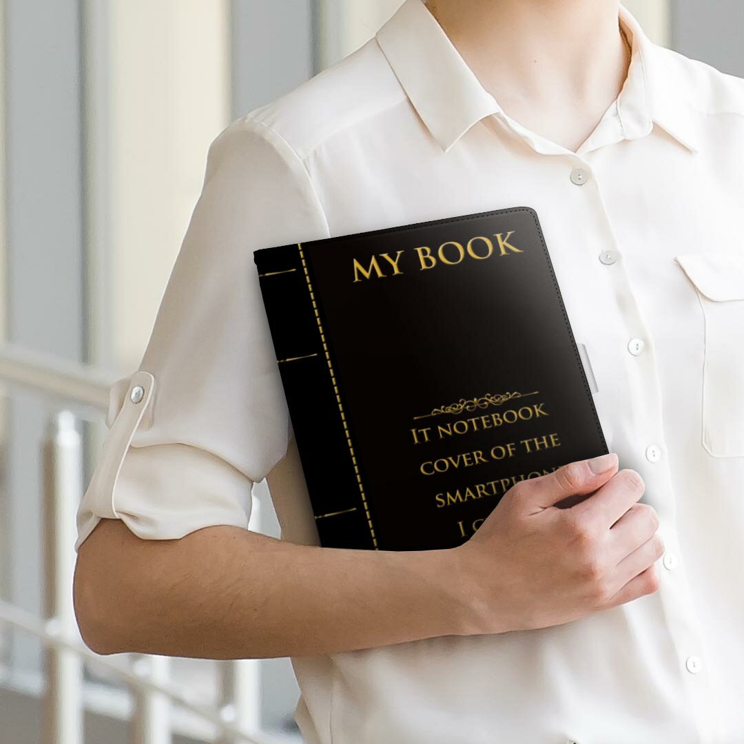 HUAWEI MatePad SE 10.4 専用 タブレットケース Lサイズ 手帳型 タブレットケース カバー 全機種対応有り レザー フリップ ダイアリー 二つ折り 革 011341 本　英語　黒