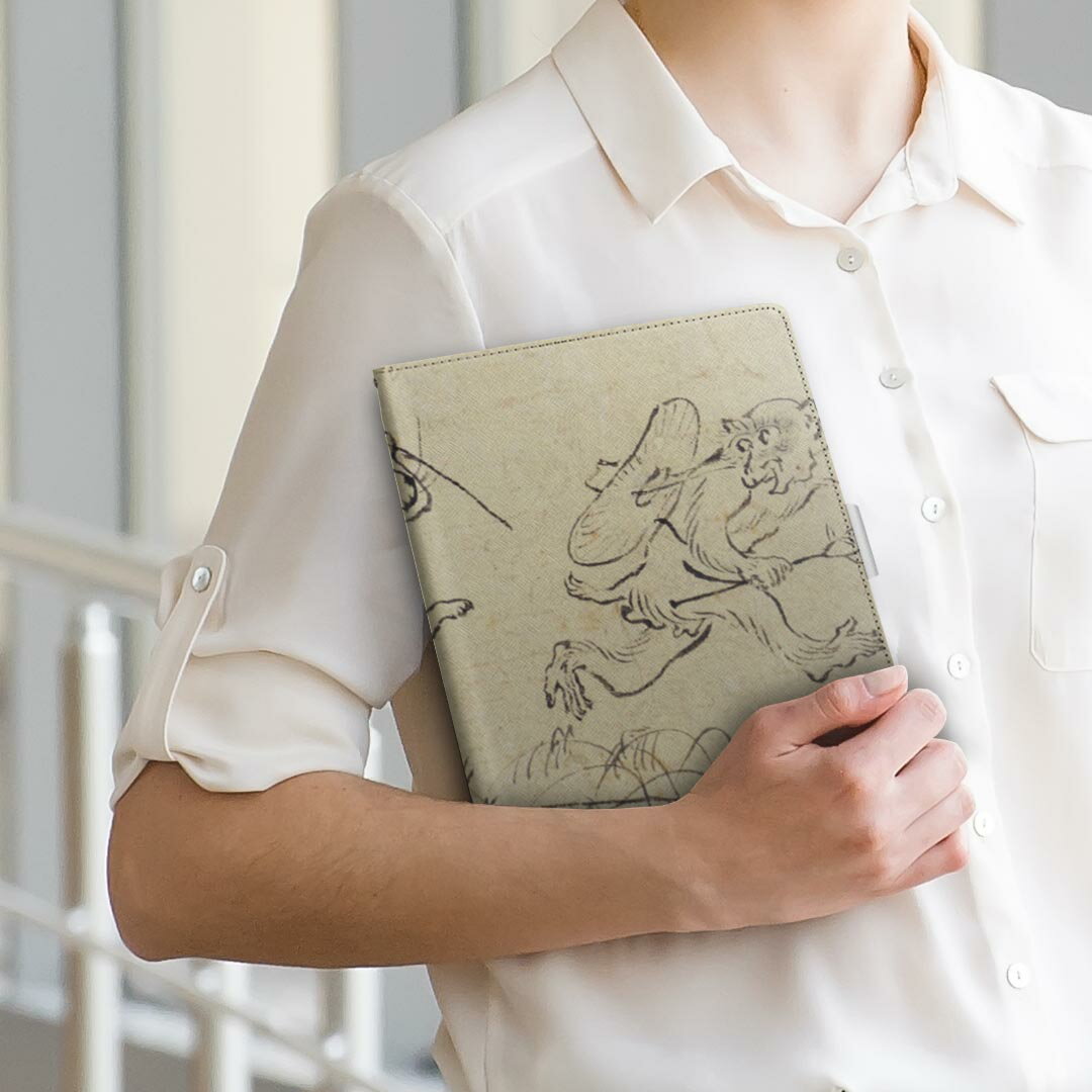 OPPO Pad Air 用 タブレットケース Lサイズ 手帳型 タブレットケース カバー 全機種対応有り レザー フリップ ダイアリー 二つ折り 革 011485 和風　和柄　動物