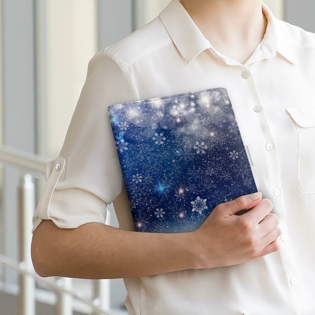 SMT-i9100 GALAXY ギャラクシー smti9100 Mサイズ 手帳型 タブレットケース カバー 全機種対応有り レザー フリップ ダイアリー 二つ折り 革 012825 空　夜空　雪
