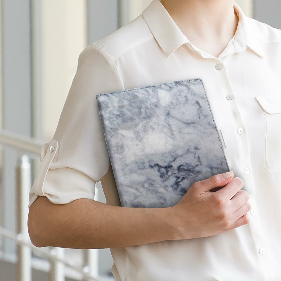 F-04H ARROWS Tab アローズタブ f04h LLサイズ 手帳型 タブレットケース カバー 全機種対応有り レザー フリップ ダイアリー 二つ折り 革 013271 グレー　大理石　模様