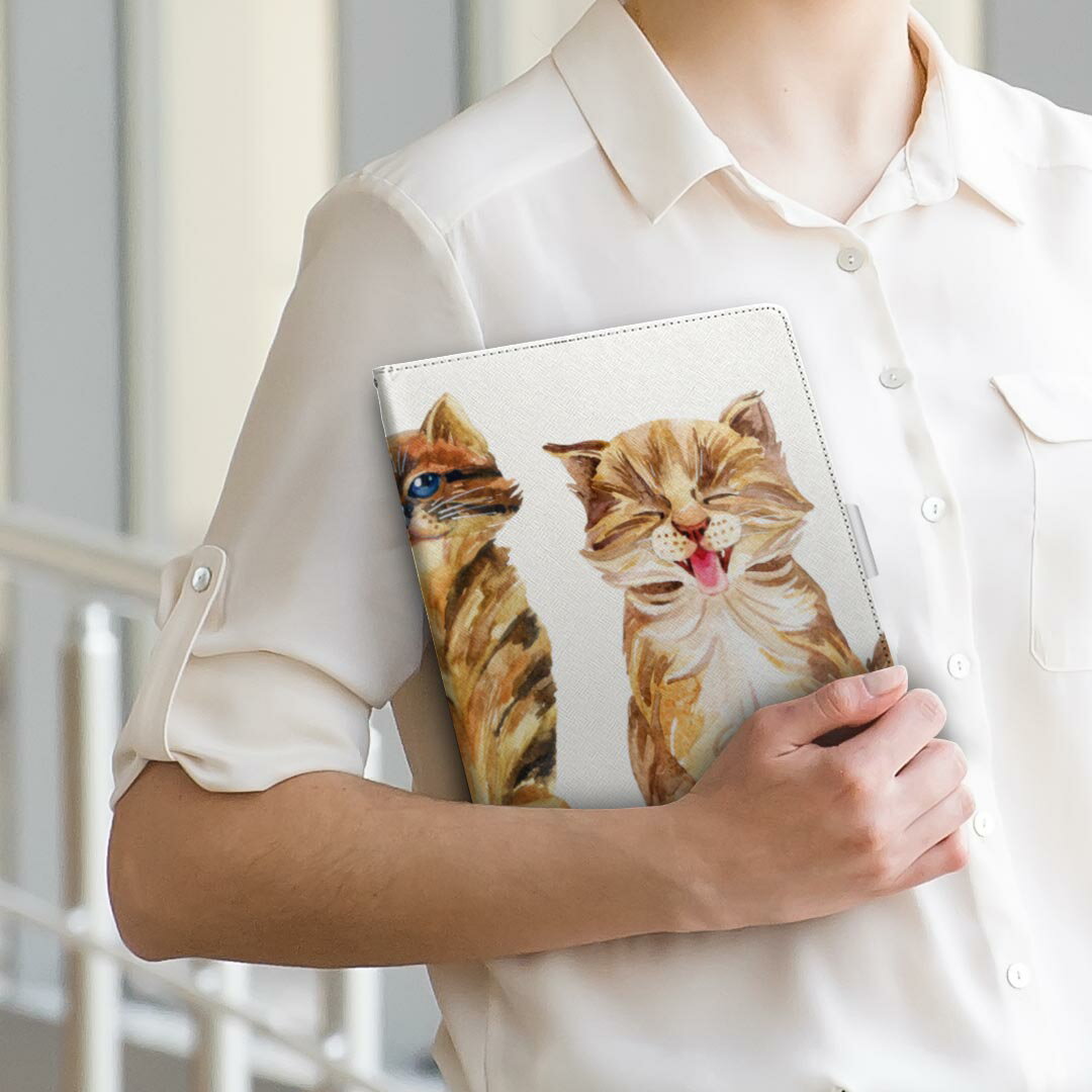 iPad Air 2 iPadAir 2 Apple アップル iPad アイパッド ipadair2 Lサイズ 手帳型 タブレットケース カバー 全機種対応有り レザー フリップ ダイアリー 二つ折り 革 014023 猫　動物　アニマル