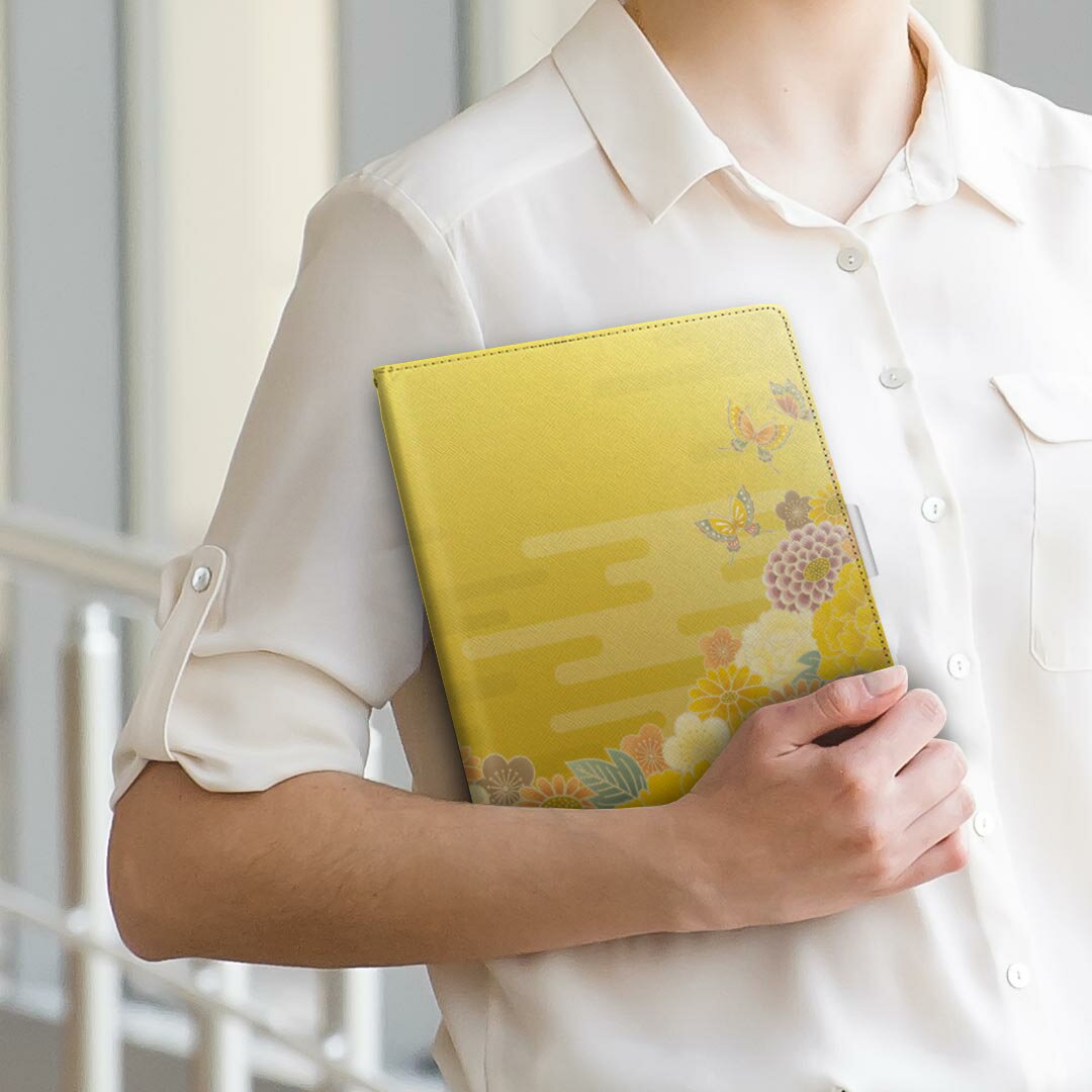 HUAWEI MatePad SE 10.4 専用 タブレットケース Lサイズ 手帳型 タブレットケース カバー 全機種対応有り レザー フリップ ダイアリー 二つ折り 革 014149 和柄　和風　花