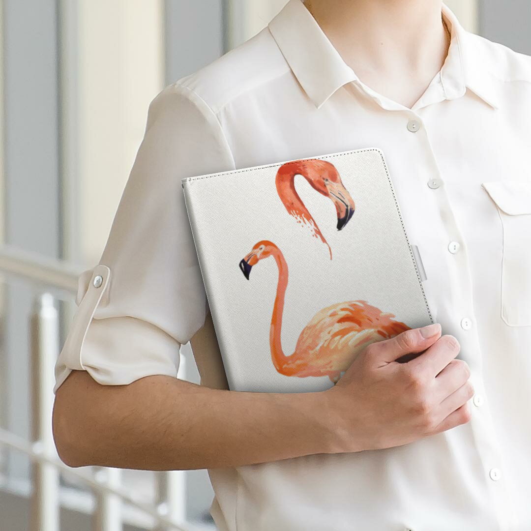 pad5 / pad5 pro Lサイズ 手帳型 タブレットケース カバー 全機種対応有り レザー フリップ ダイアリー 二つ折り 革 014701 フラミンゴ　動物　アニマル