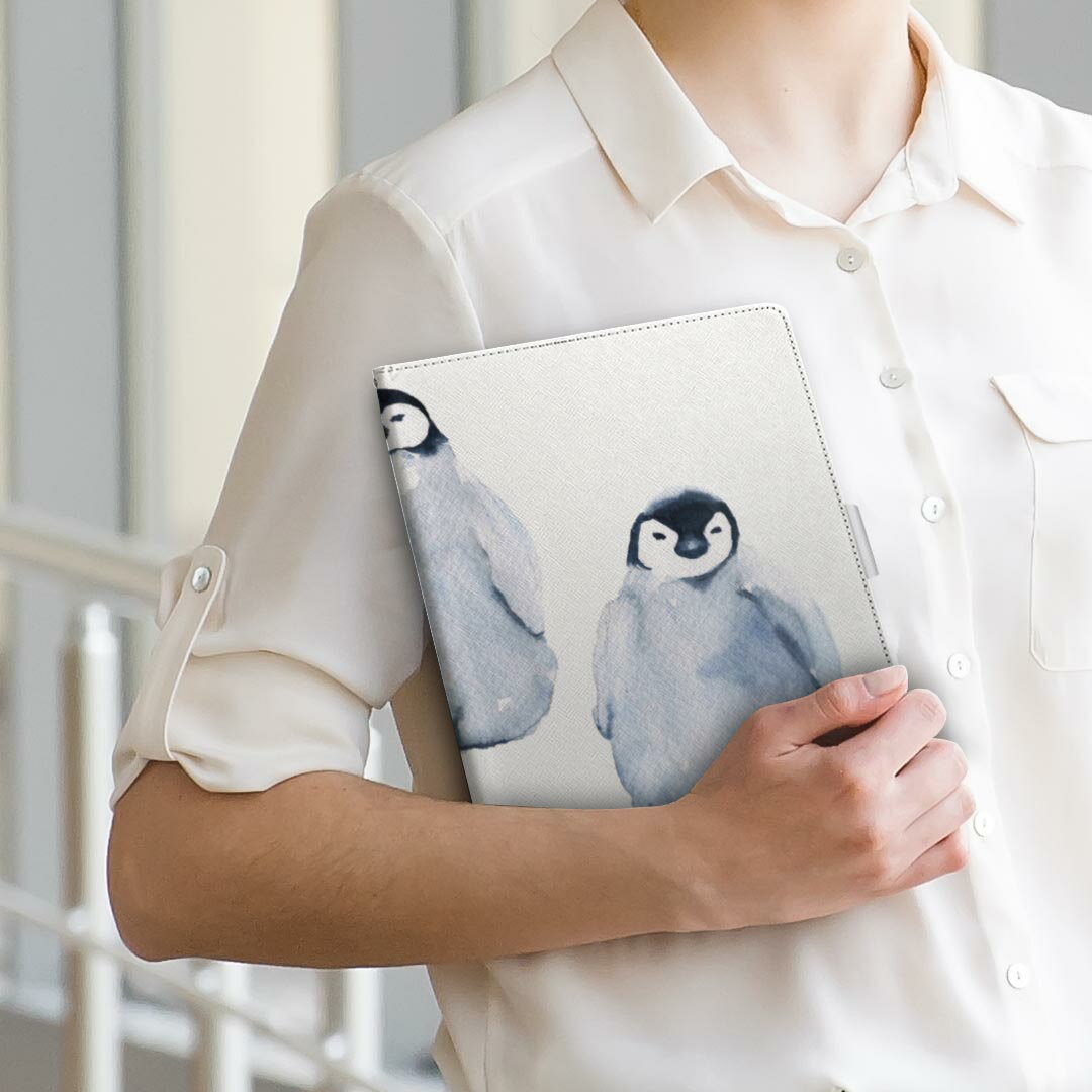 OPPO Pad Air 用 タブレットケース Lサイズ 手帳型 タブレットケース カバー 全機種対応有り レザー フリップ ダイアリー 二つ折り 革 014775 ペンギン　かわいい　動物