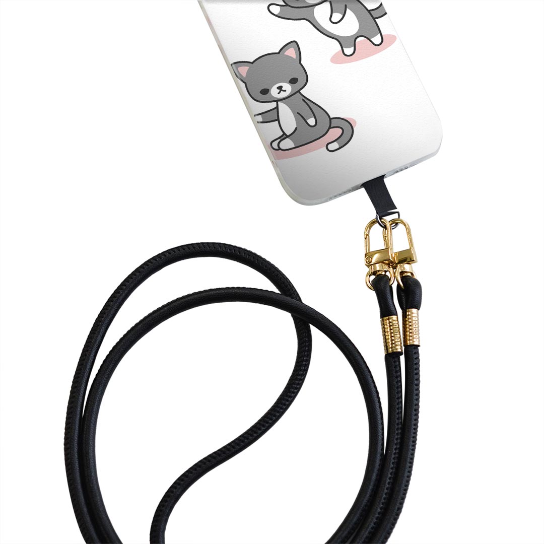 Xperia Ace SO-02L エクスペリア エース so02l 専用 ショルダーケース ソフトケース スマホカバー 落下防止 スマホケース 斜めかけ 縄掛けケース 耐衝撃 tpu 004540 猫　キャラクター　シンプル