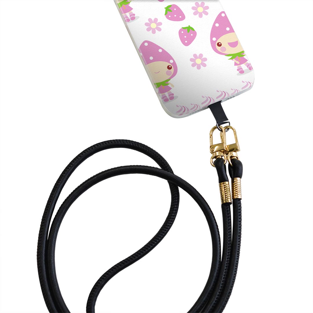 Galaxy A20 SC-02M ギャラクシー sc02m 専用 ショルダーケース ソフトケース スマホカバー 落下防止 スマホケース 斜めかけ 縄掛けケース 耐衝撃 tpu 005101 苺　キャラクター　ピンク